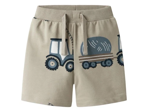 Sandfavede sweatshorts med traktorprint og bindebånd fra Name It 13247016 pure cashmere